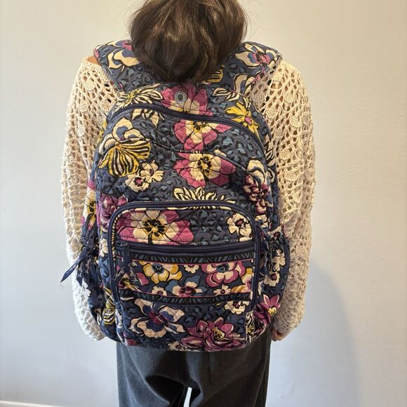 Vera Bradley Handbags - VERA BRADLEY Fall 2014 African Violet Large Quilted Campus Backpack 15.x11.5x6.5